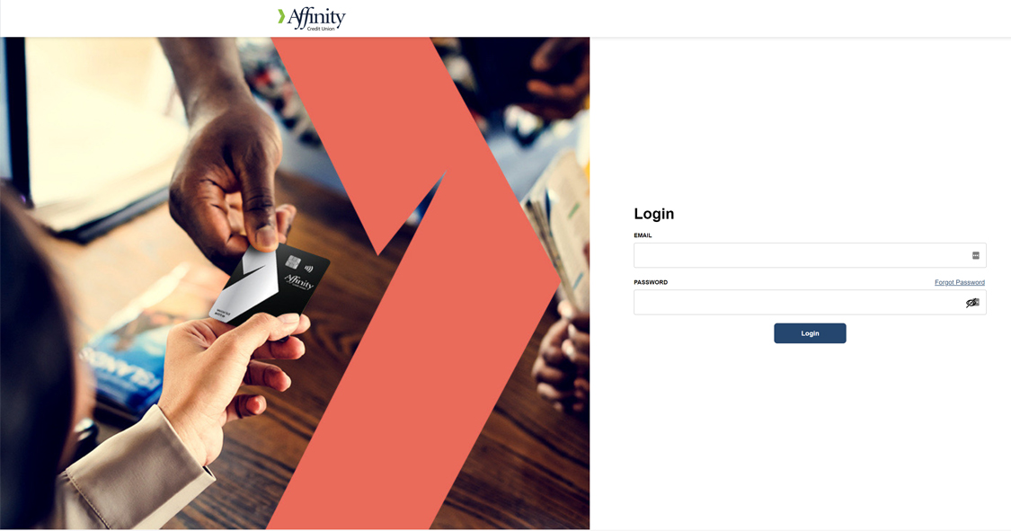 Affinity Credit card log in page