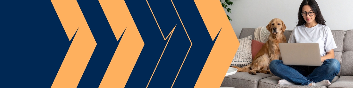 Woman and dog banner